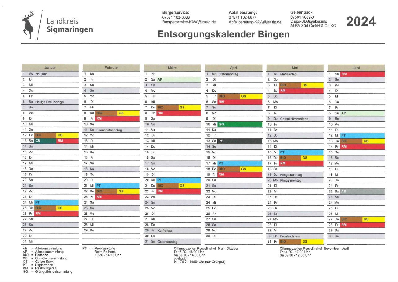 Abfall und Recycling Gemeinde Bingen